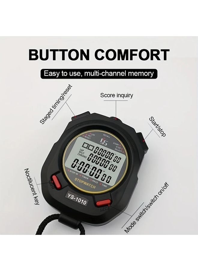 Digital Stopwatch with Luminous Display 60 Tracks Countdown Timer for Running Training - Image 2